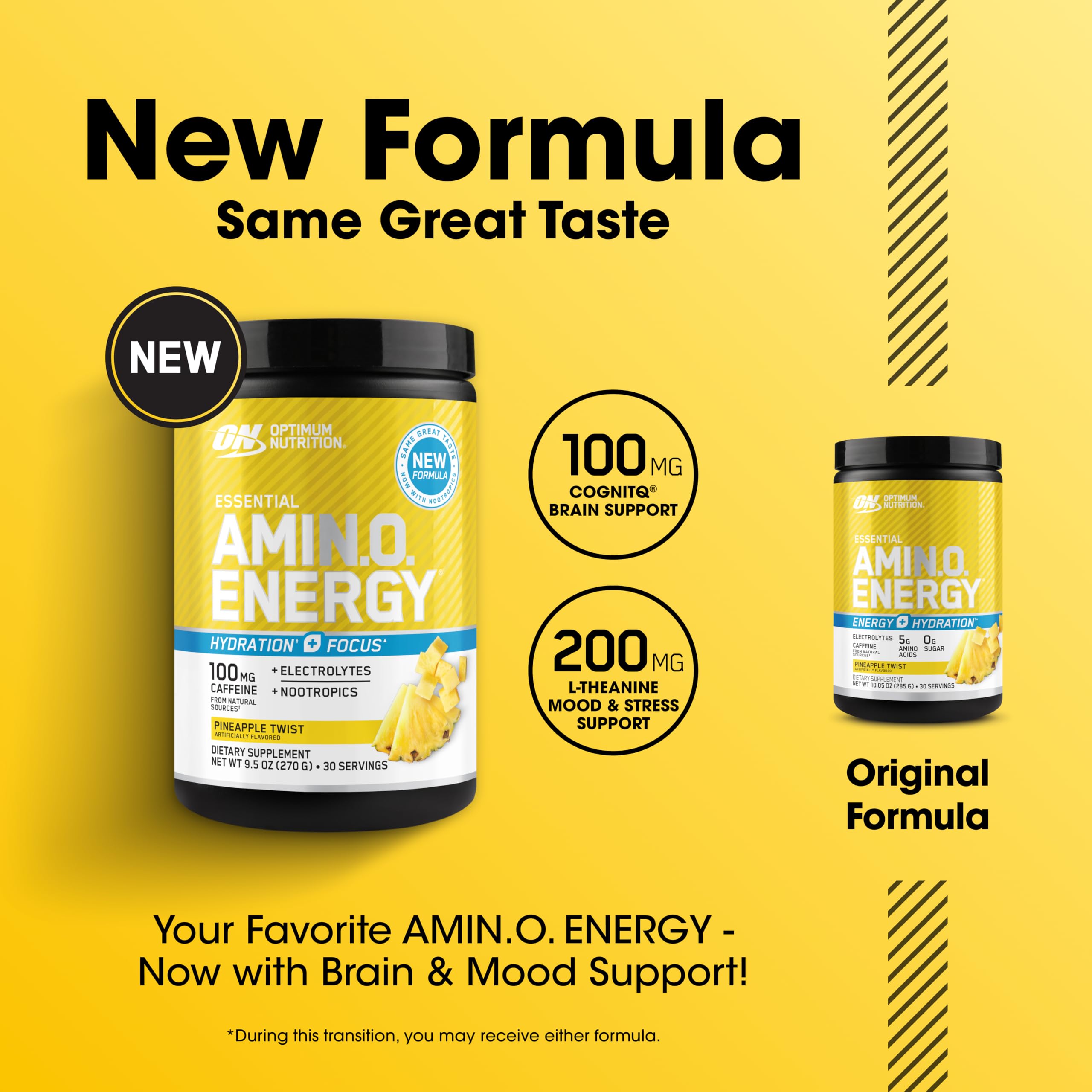 Optimum Nutrition etiqueta nutricional destacando aminoácidos y electrolitos