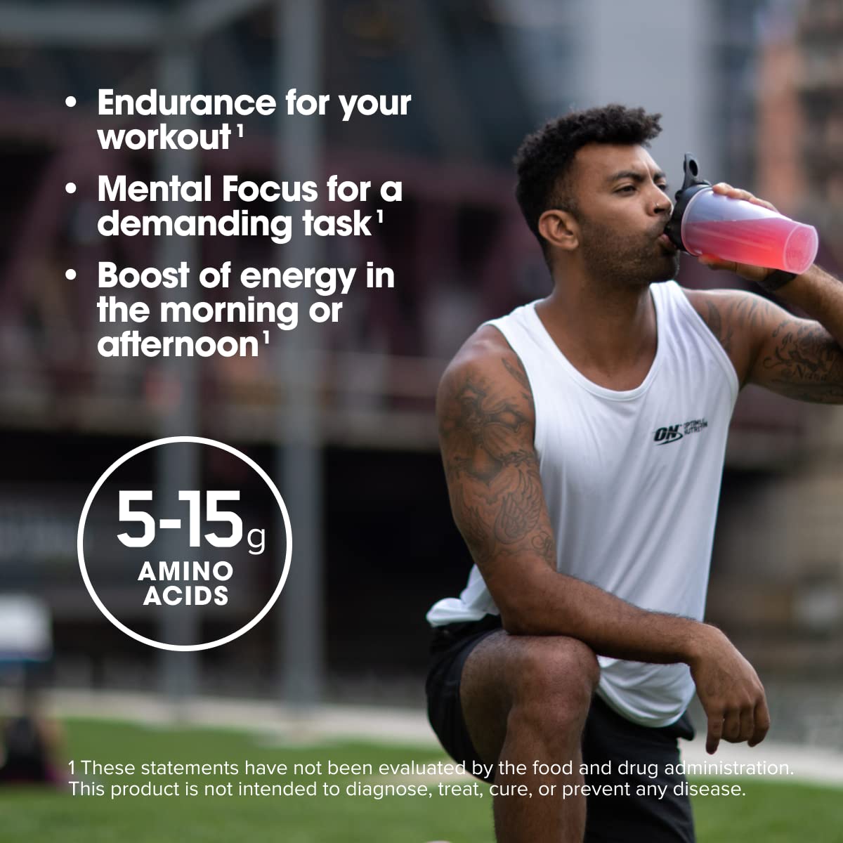 Optimum Nutrition primer plano de ingredientes y extractos naturales visibles