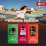 Etiqueta de ingredientes Optimum Nutrition resaltando electrolitos y l-teanina