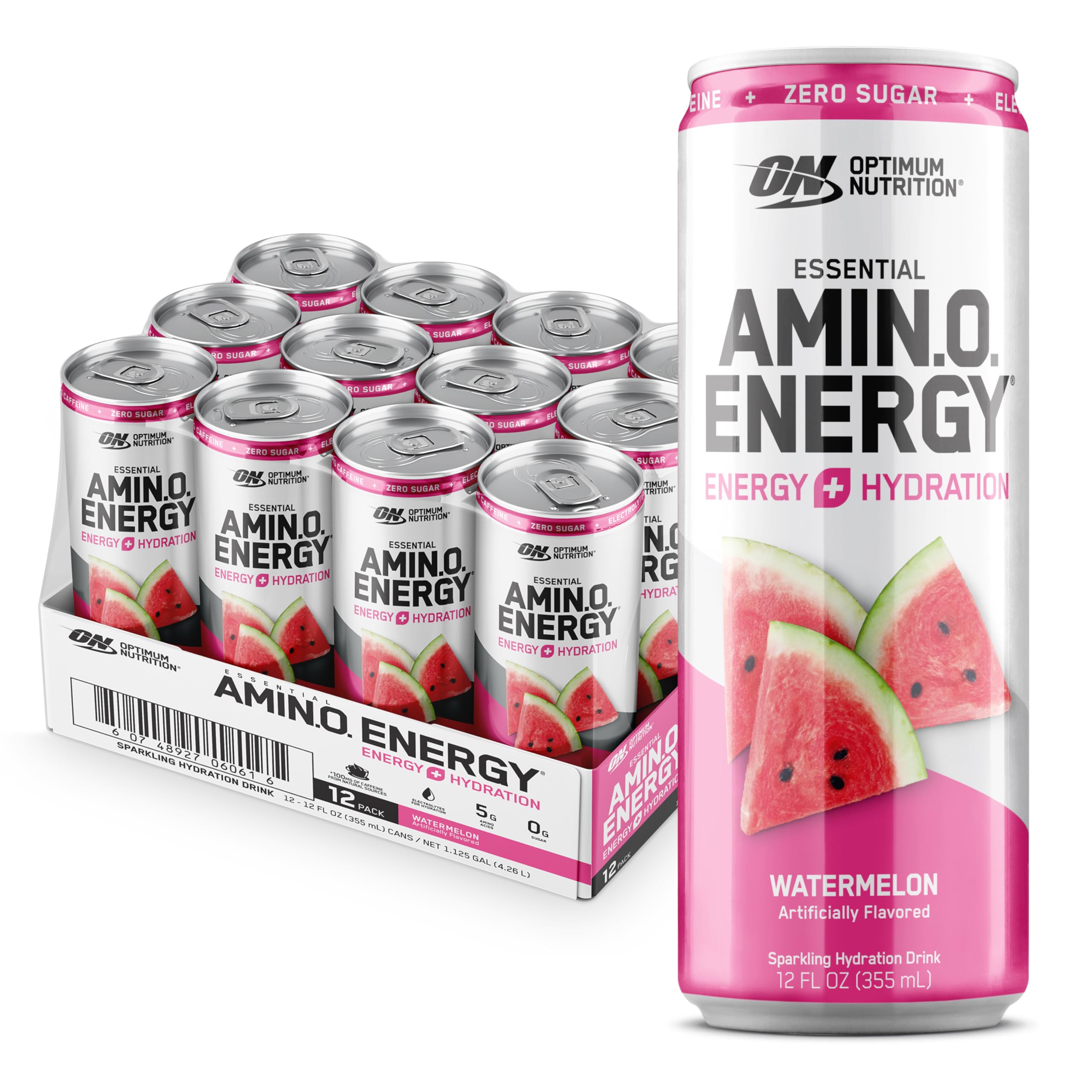 Optimum Nutrition lata frontal Watermelon mostrando diseño y refresco