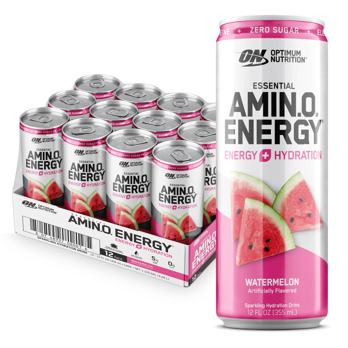 Optimum Nutrition lata frontal Watermelon mostrando diseño y refresco