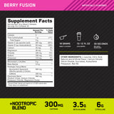Vaso preparado con Optimum Nutrition Amped listo antes del entrenamiento