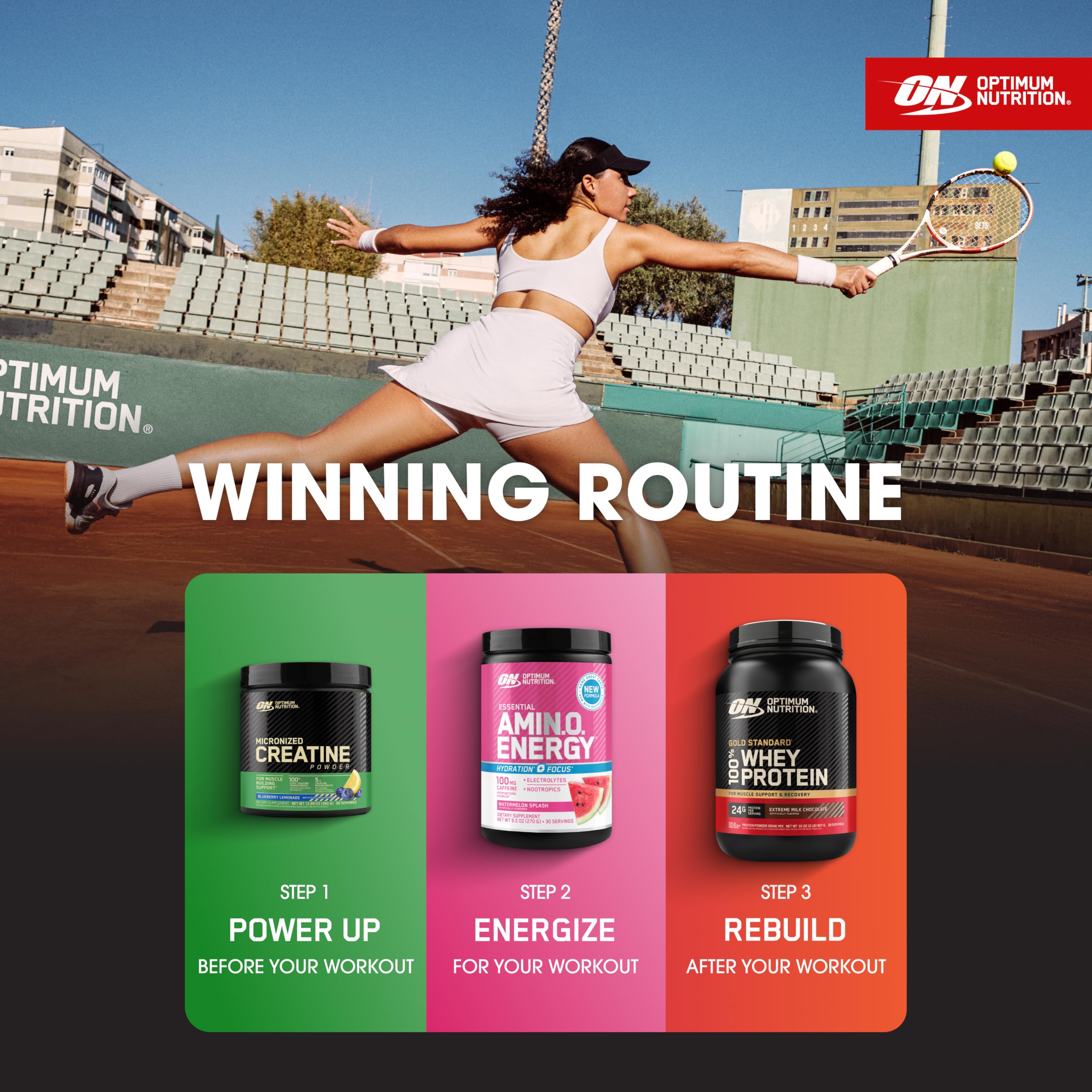 Optimum Nutrition batido en gimnasio tras entrenamiento para recuperación