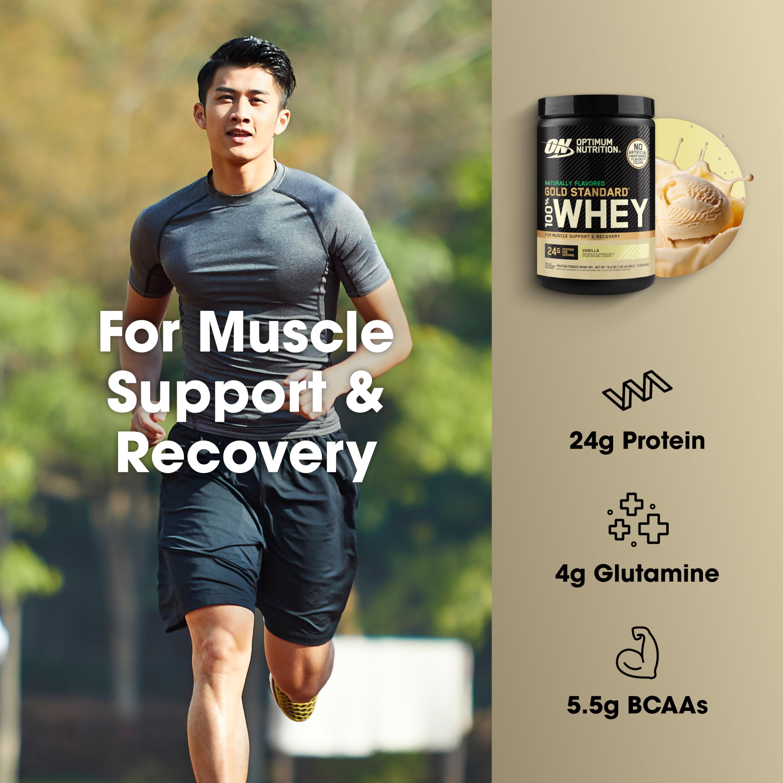 Optimum Nutrition batido preparado en vaso listo para consumir tras el entrenamiento
