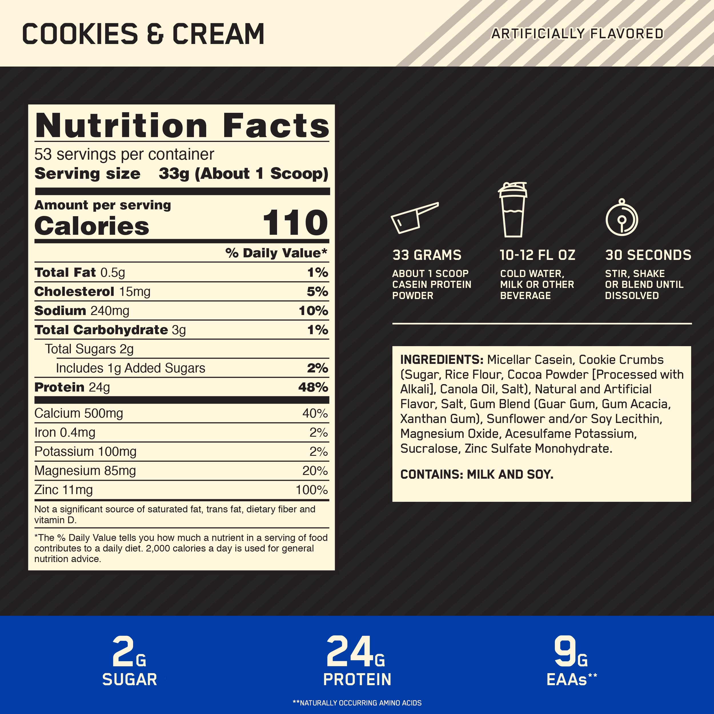 Optimum Nutrition batido preparado cremoso para recuperación nocturna