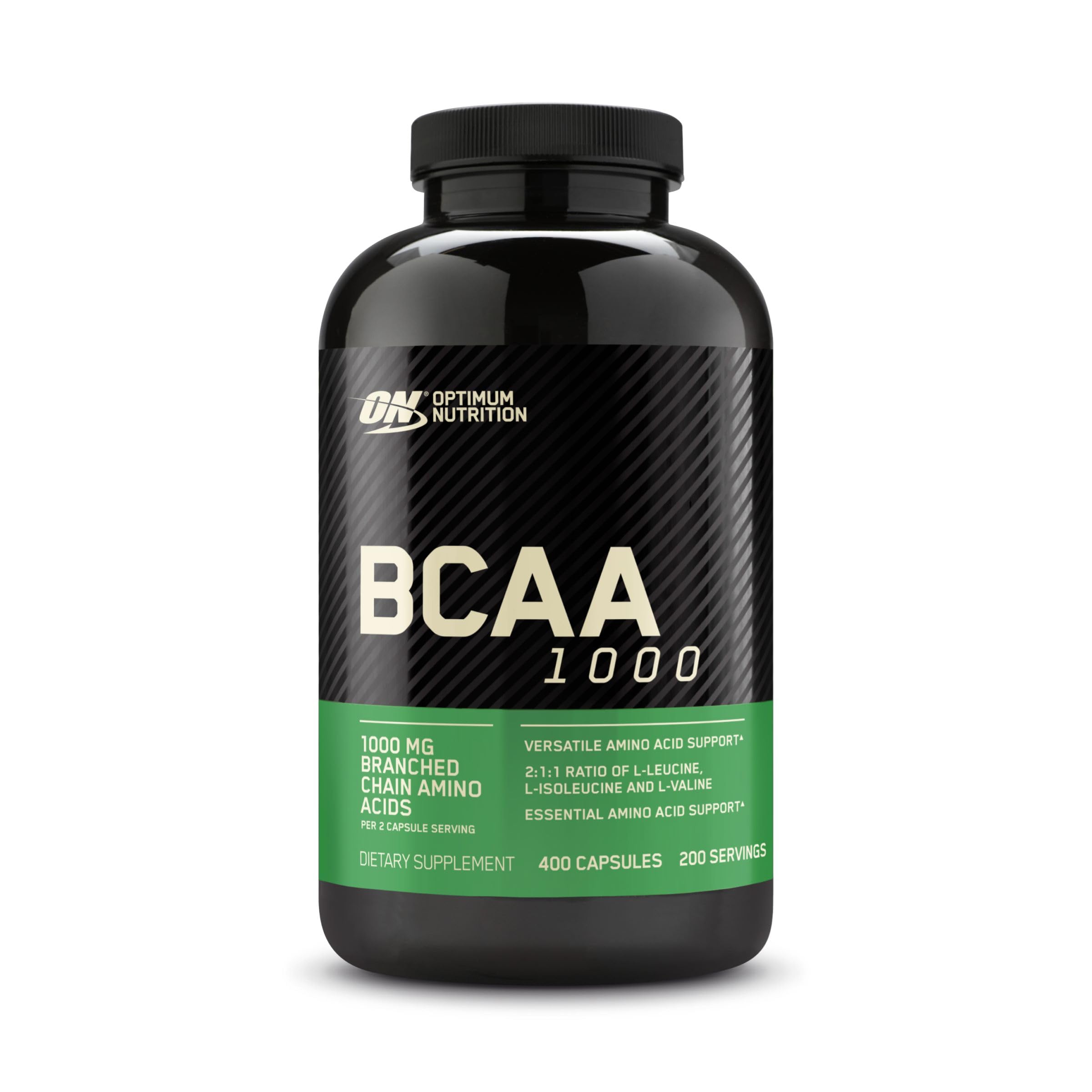 Optimum Nutrition envase frontal mostrando la marca y cantidad, práctico y duradero