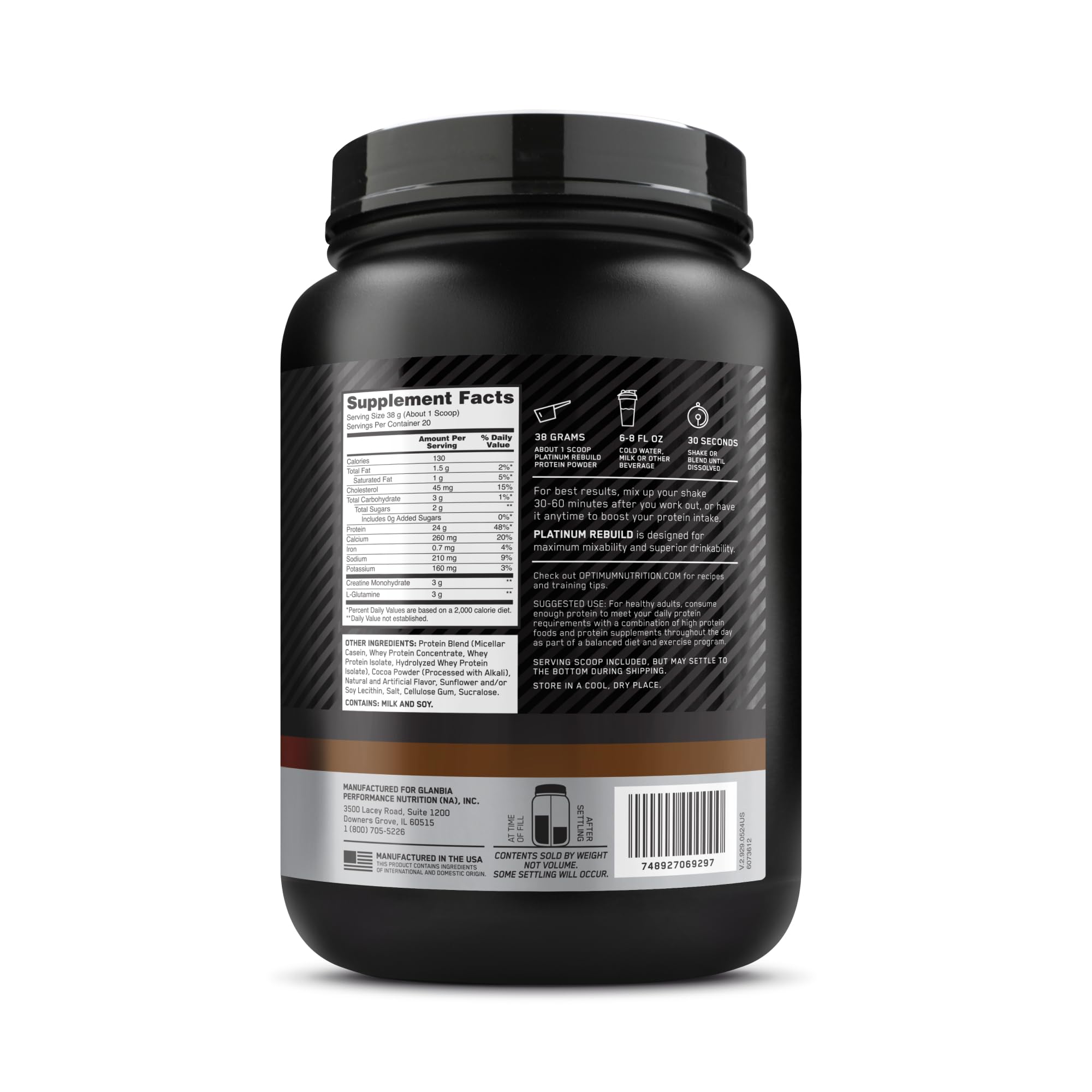 Optimum Nutrition varios envases en caja resaltando variedad y conveniencia