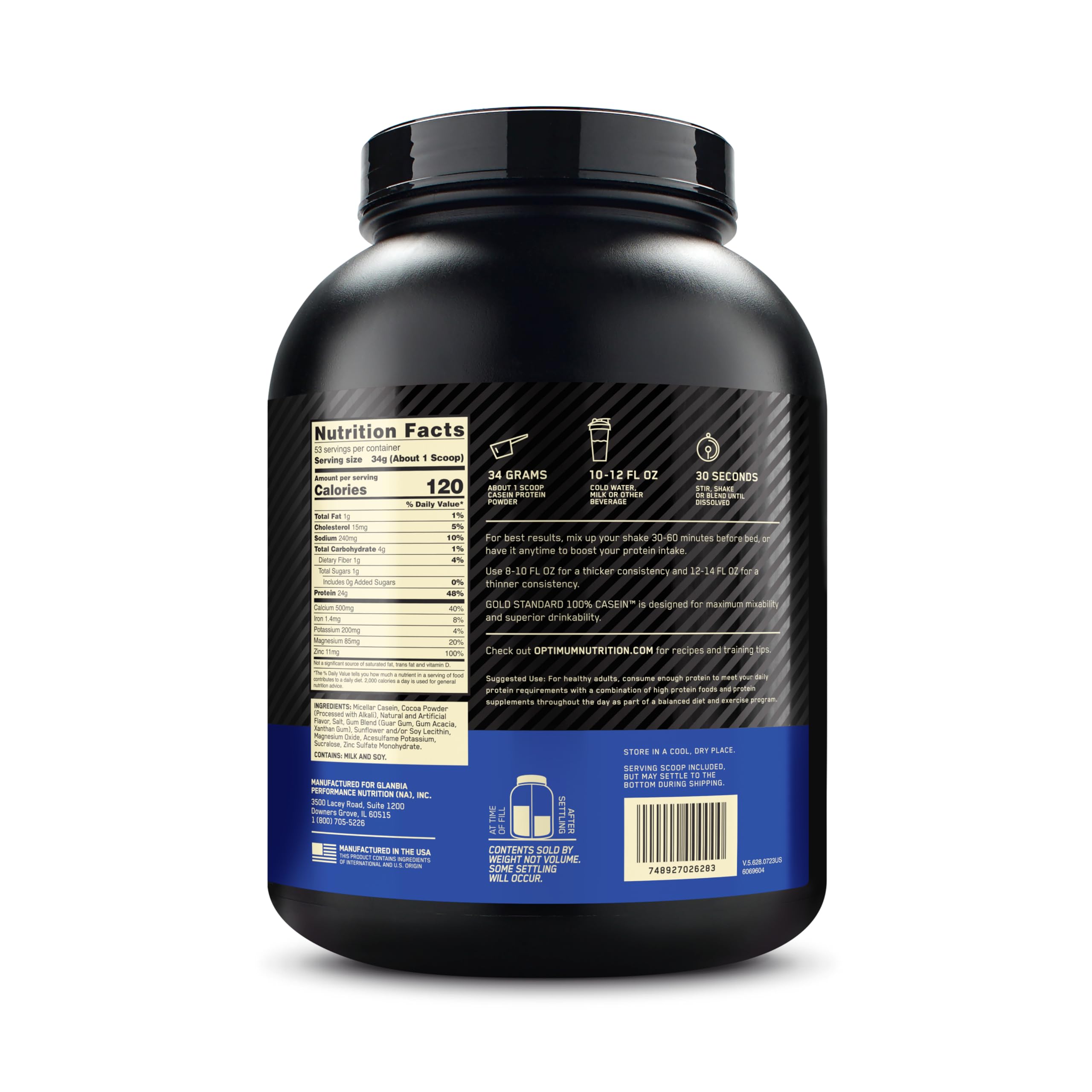 Optimum Nutrition ingredientes y listado mostrando calidad y nutrientes
