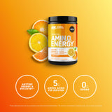 Optimum Nutrition etiqueta del envase destacando aminoácidos y cafeína