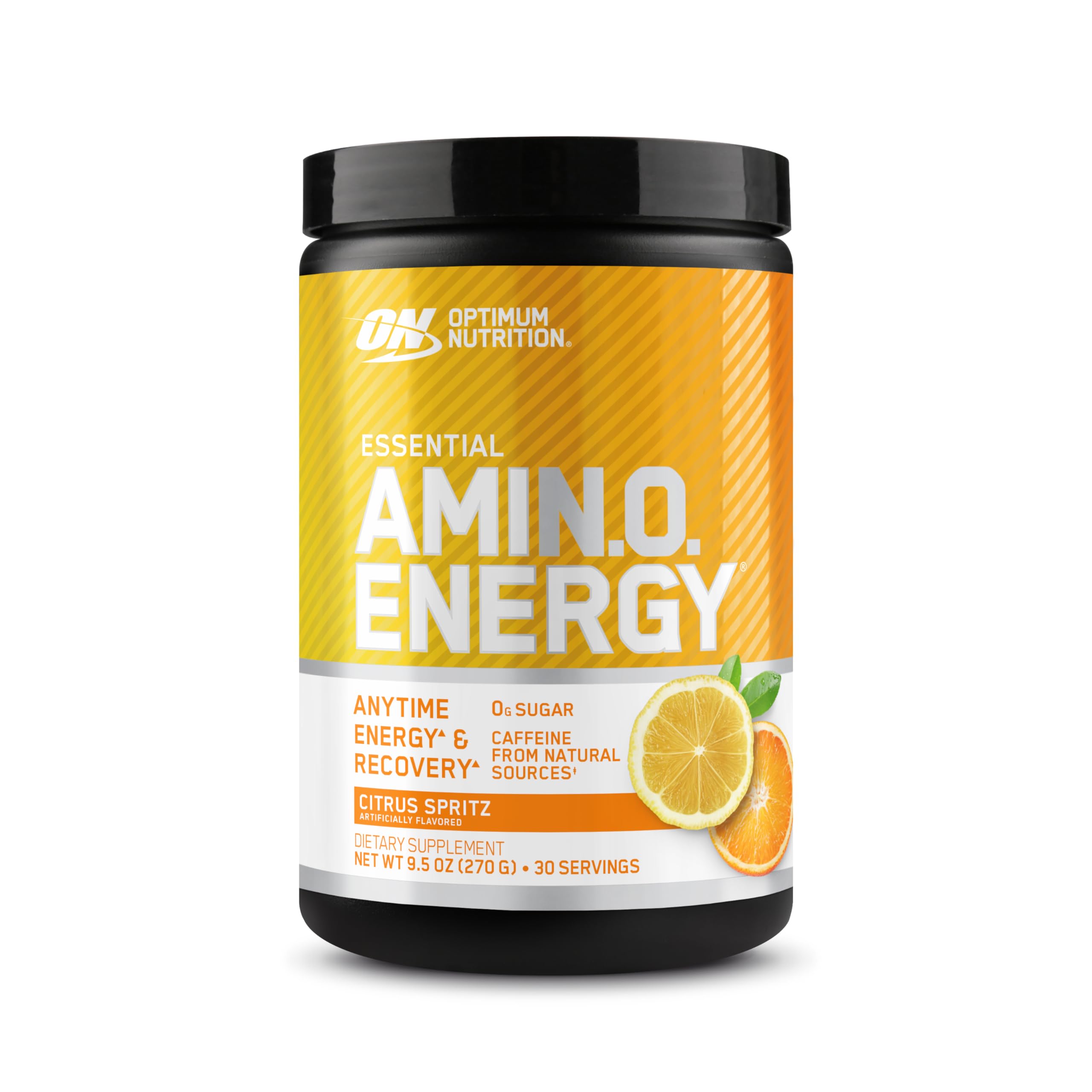 Optimum Nutrition frasco frontal mostrando el diseño y tamaño