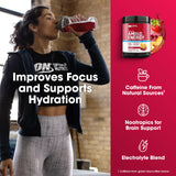 Optimum Nutrition comparación de tamaño del envase en la mano para escala