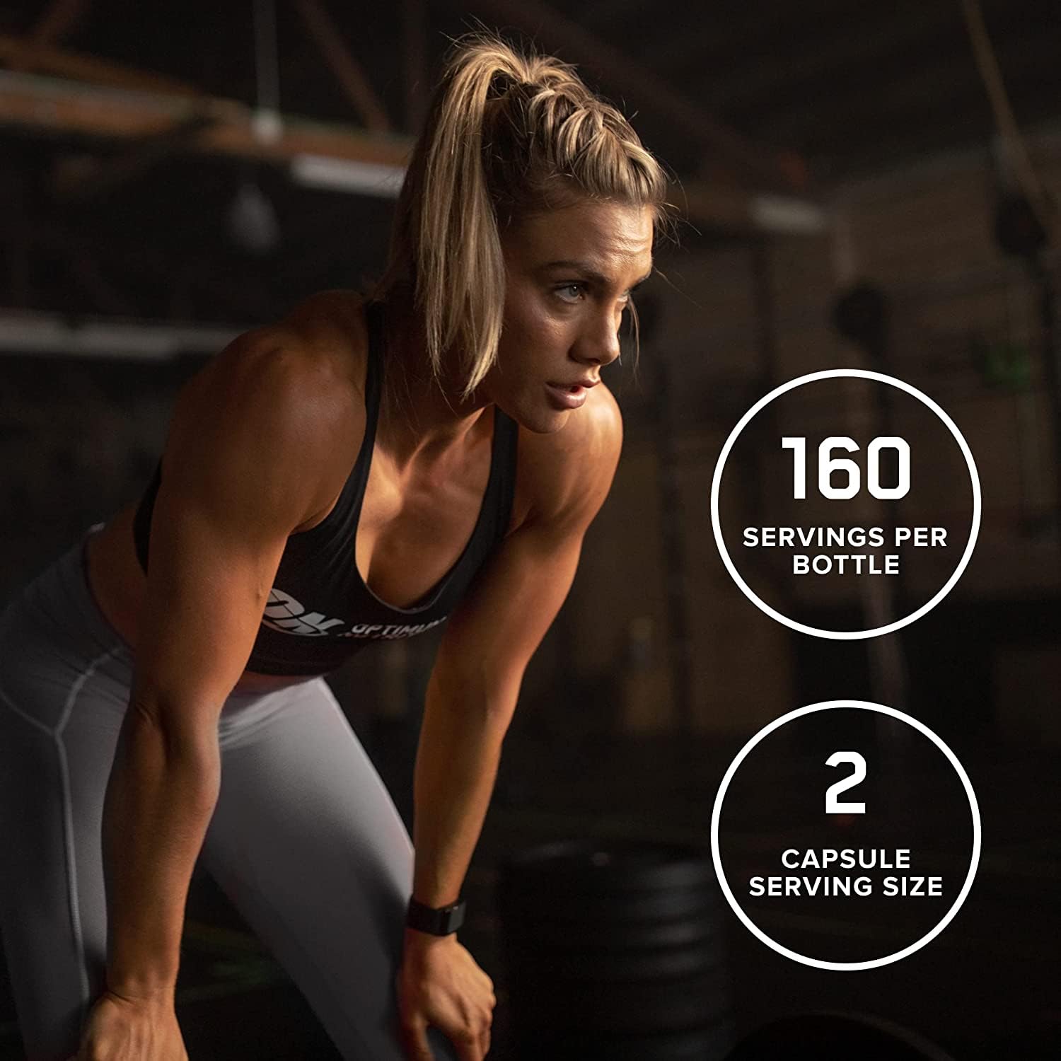 Optimum Nutrition tabletas junto a una regla para comparar tamaño y dosificación