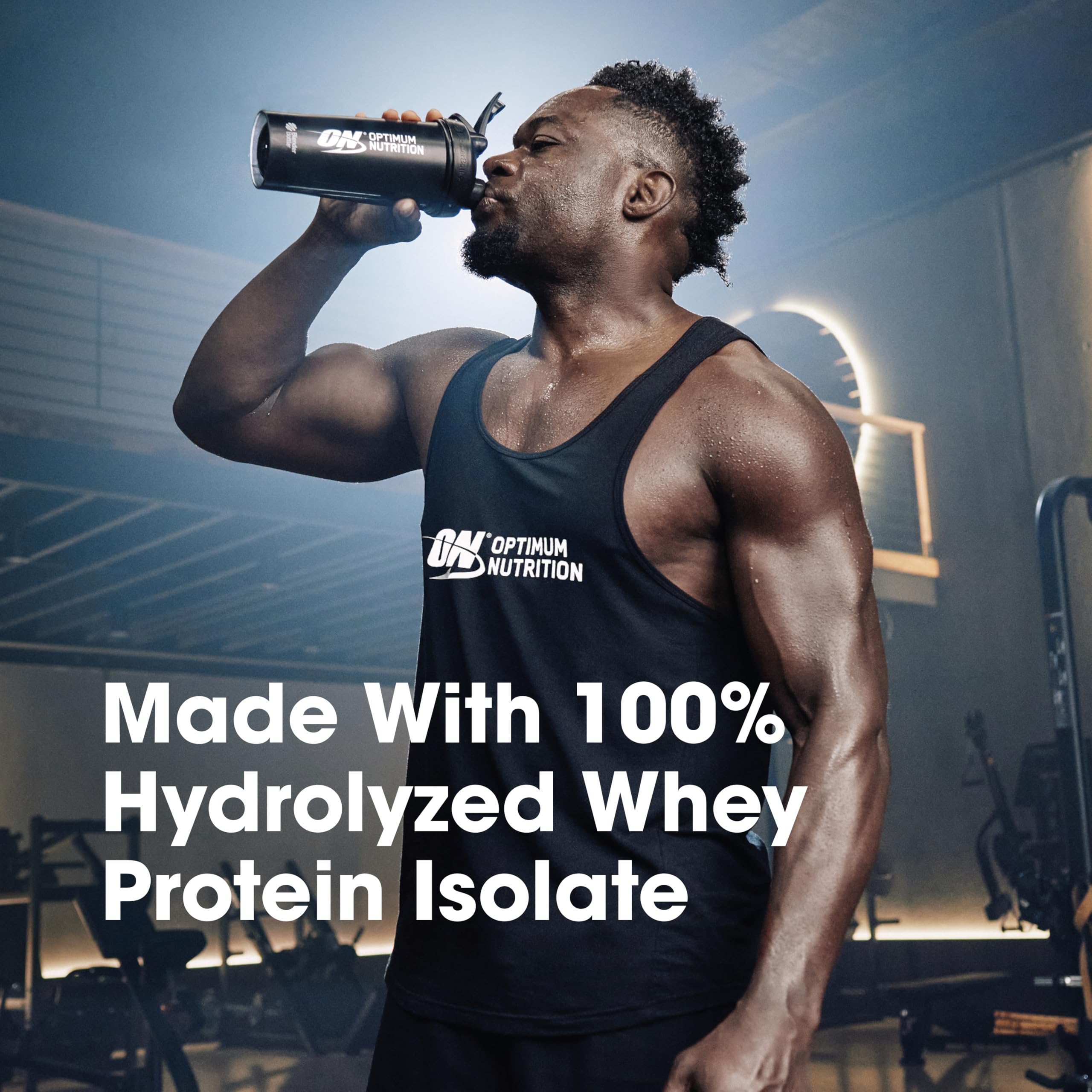 Optimum Nutrition comparación de tamaño 1.75 lb para mostrar escala y beneficio portabilidad