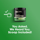 Cucharada de 5 g de Optimum Nutrition creatina con medición precisa