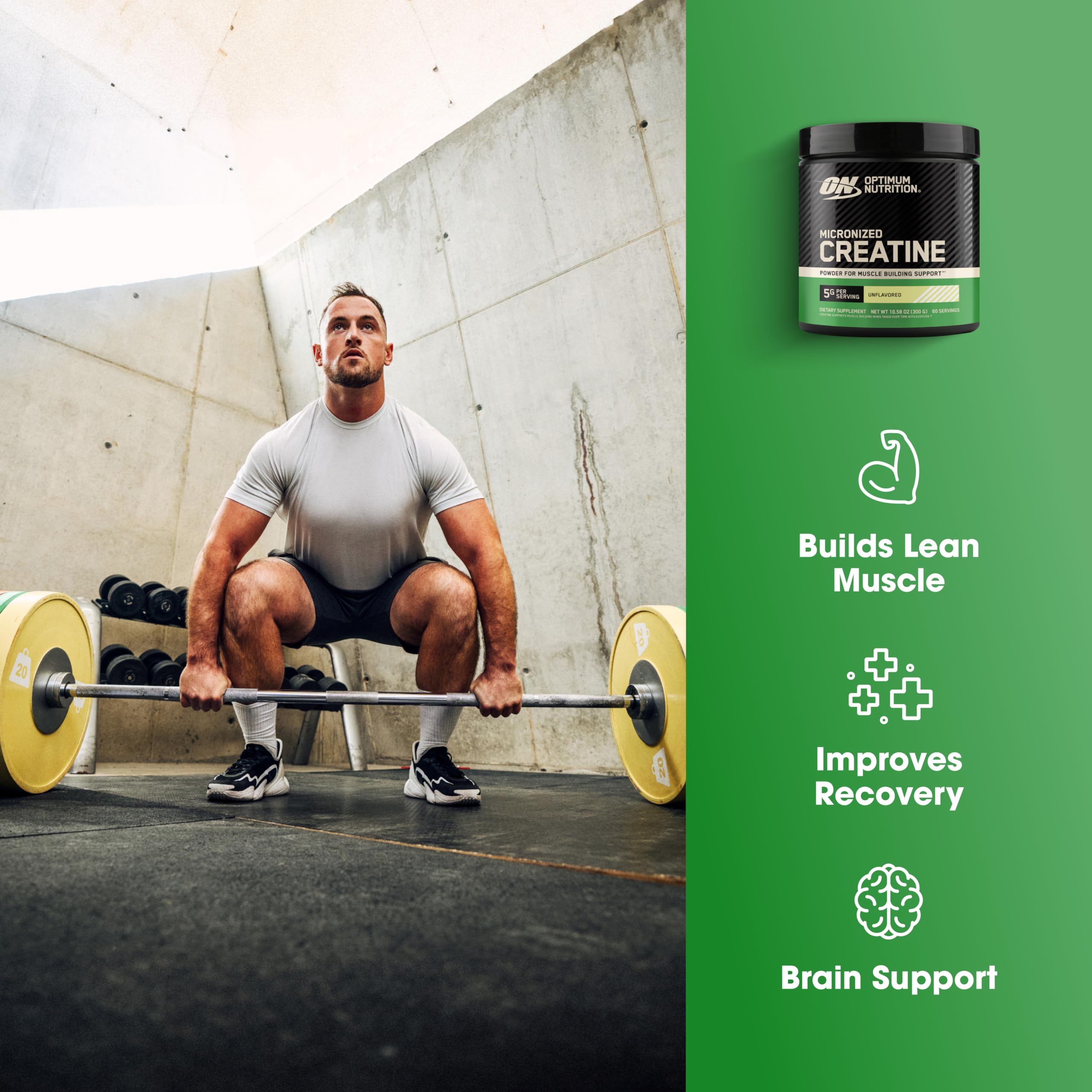 Vaso con mezcla de Optimum Nutrition creatina listo para entrenamiento
