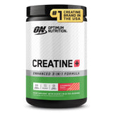 Optimum Nutrition envase frontal mostrando creatina y beneficios rápidos