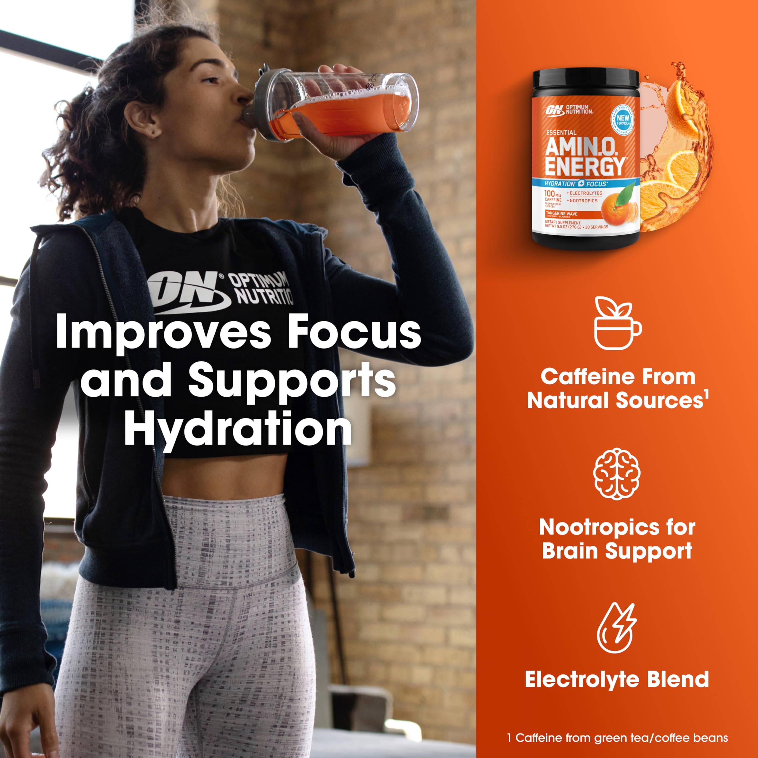 Optimum Nutrition cucharada con polvo midiendo la porción exacta y conveniencia