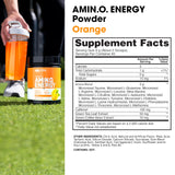 Etiqueta Optimum Nutrition con lista de aminoácidos y blend energético visible
