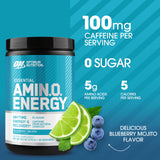 Optimum Nutrition etiqueta nutricional enfocada en aminoácidos y contenido de cafeína