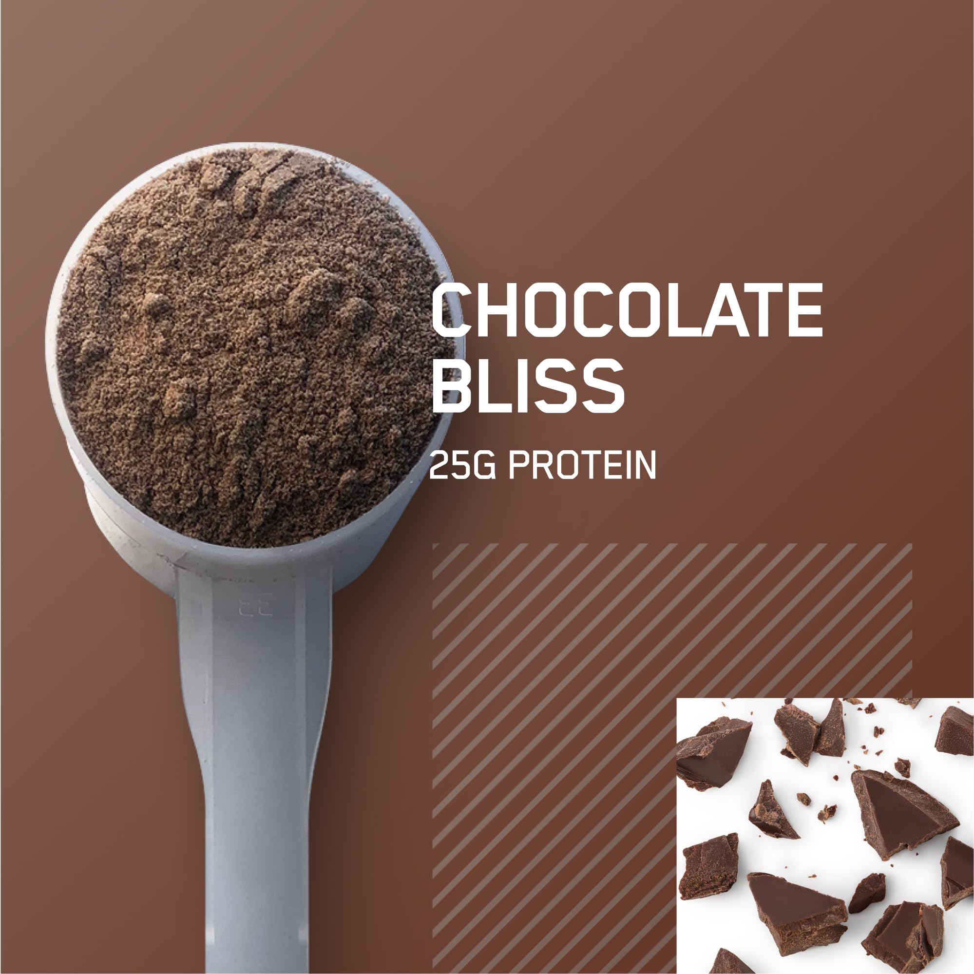 Optimum Nutrition primer plano del polvo con textura fina y disolución rápida