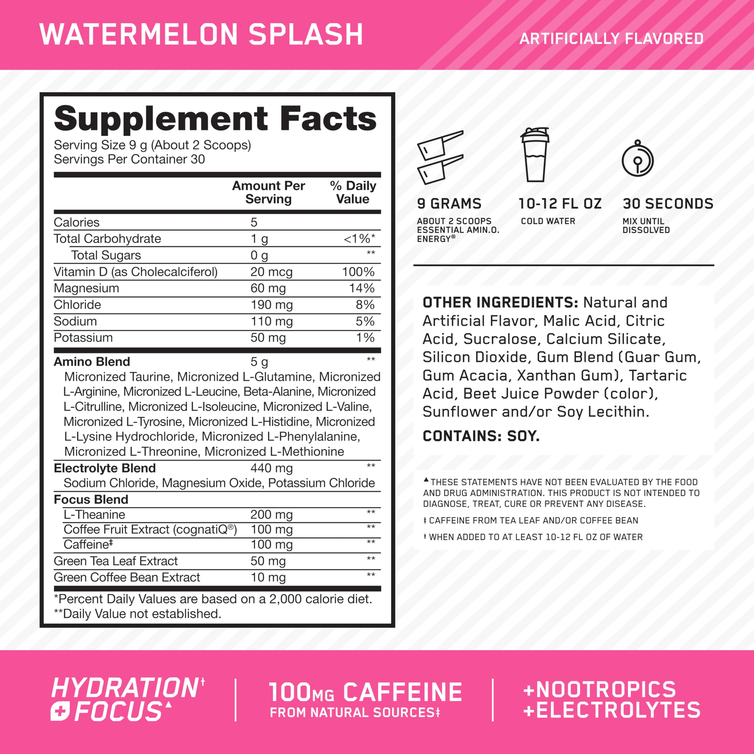 Optimum Nutrition textura del polvo fina y fácil de mezclar, mejora disolución