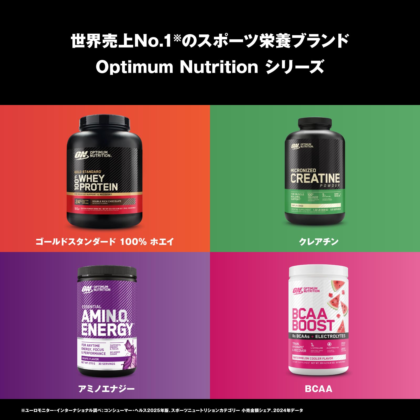 Optimum Nutrition envase junto a toalla y mancuernas en ambiente de gimnasio