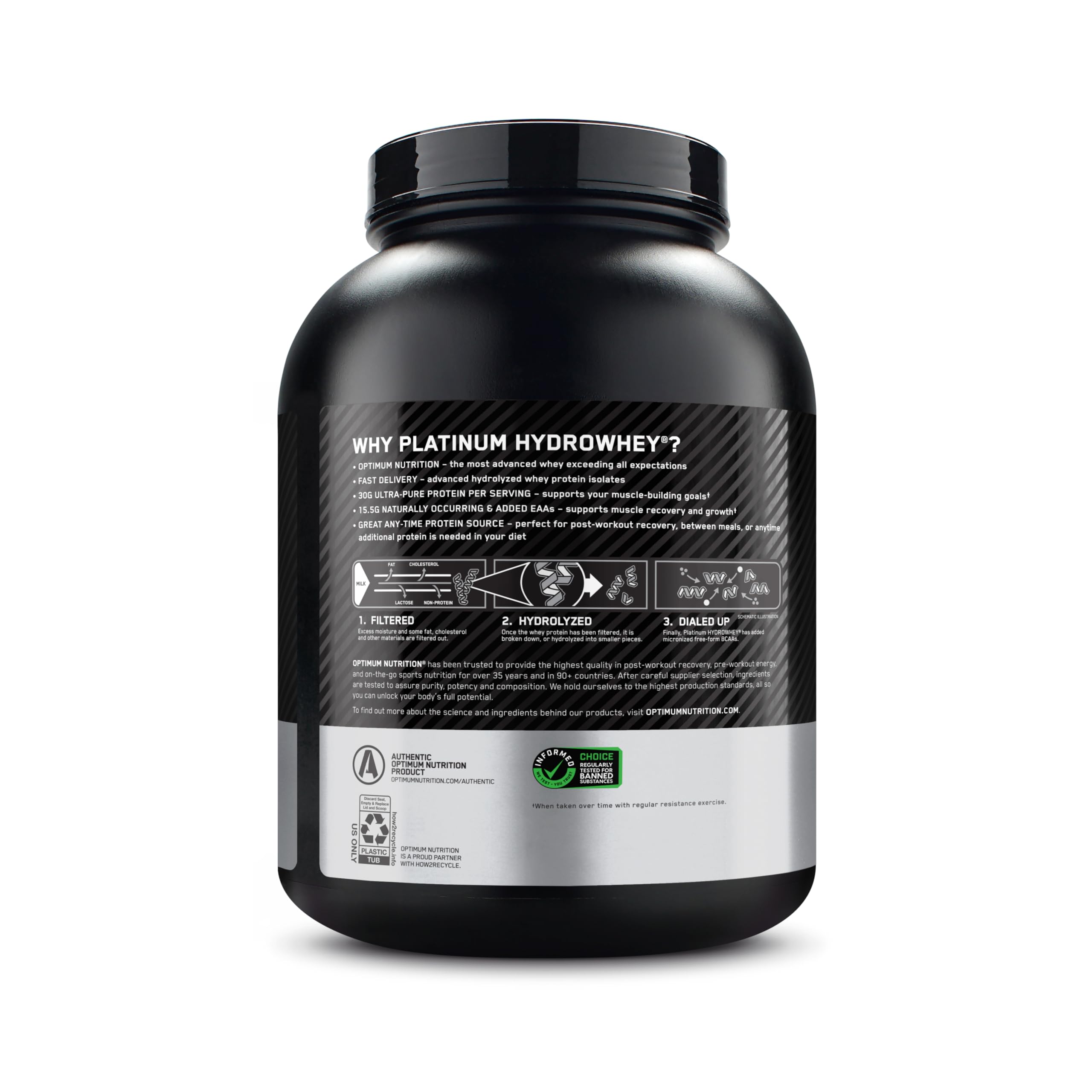 Optimum Nutrition batido en manos después de entrenar, recuperación práctica