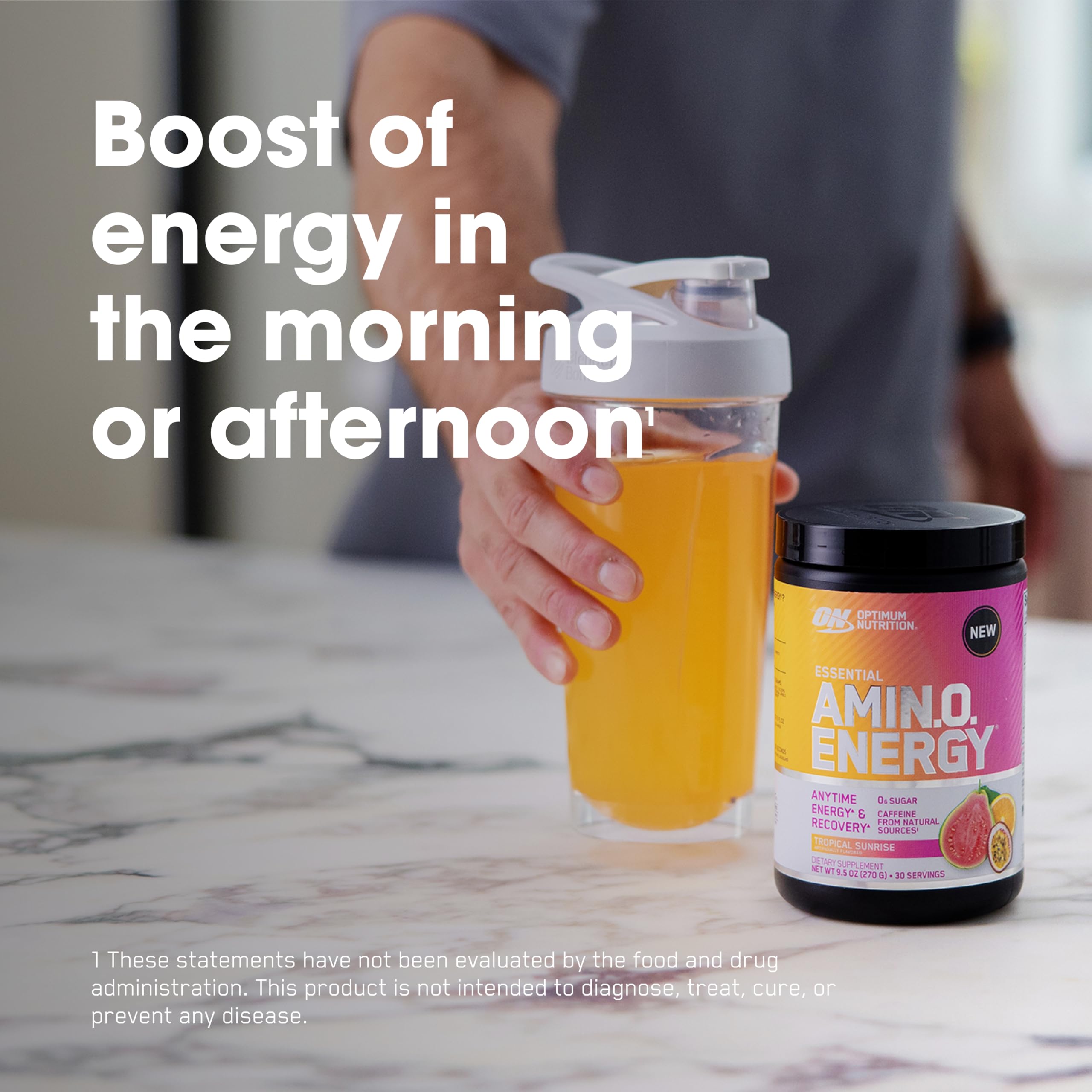 Optimum Nutrition etiqueta con ingredientes visible para verificar cafeína y aminoácidos
