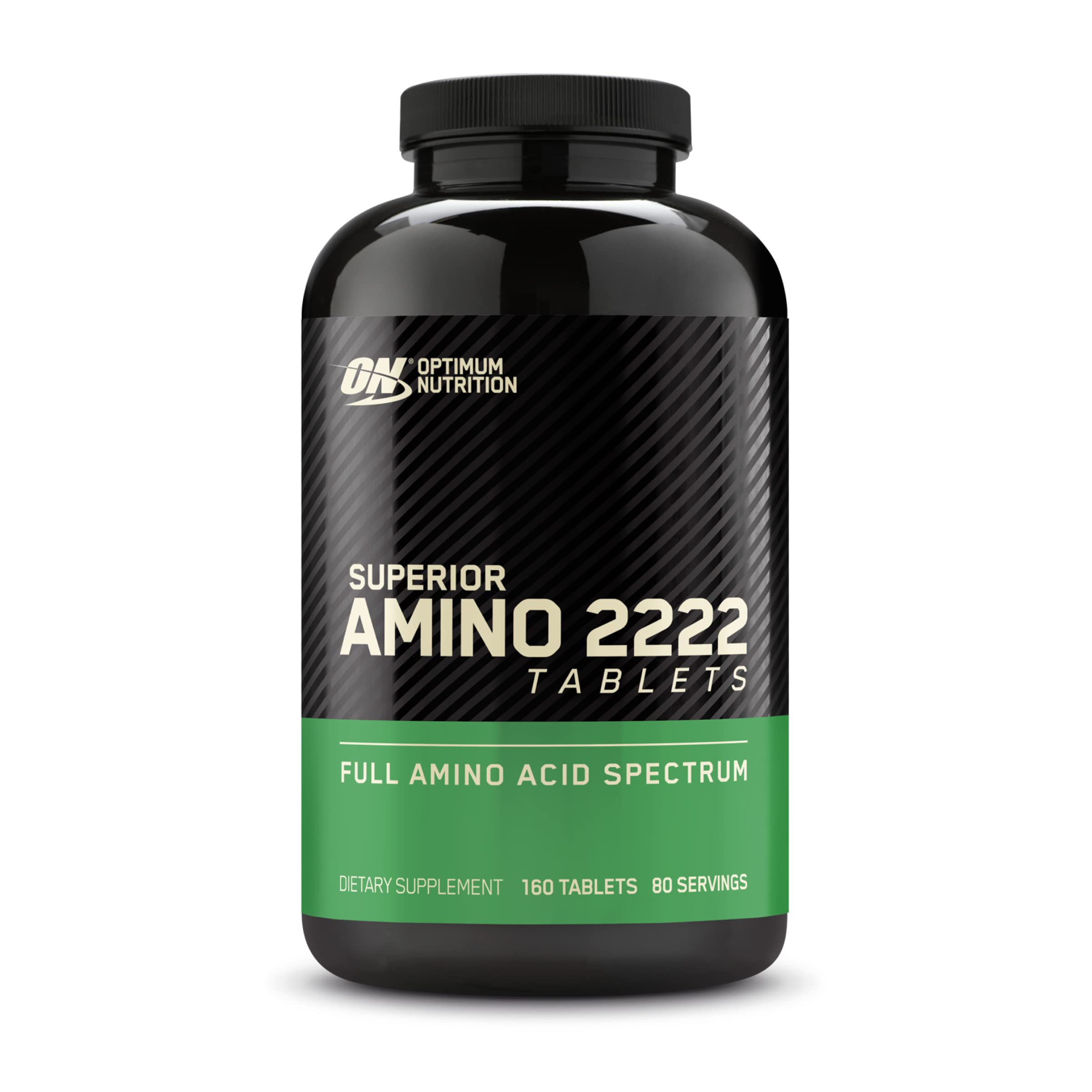 Optimum Nutrition frasco frontal mostrando 160 tabletas y conveniencia