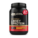 Optimum Nutrition frasco frontal Chocolate Peanut Butter mostrando etiqueta y beneficio de 24 g proteína