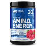 Optimum Nutrition frente del empaque mostrando marca y sabor Blue Raspberry