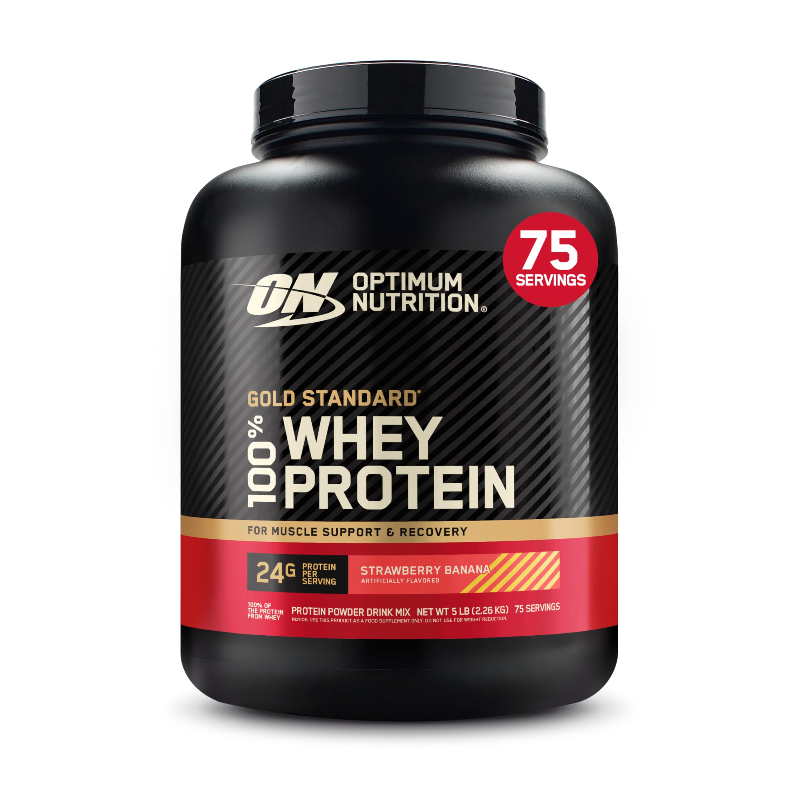 Optimum Nutrition envase frontal mostrando marca y beneficio proteico