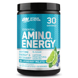 Optimum Nutrition envase frontal mostrando sabor Blueberry Mojito y beneficios energéticos