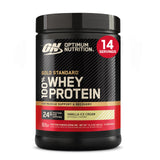 Optimum Nutrition envase frontal mostrando sabor Vainilla Ice Cream y presentación