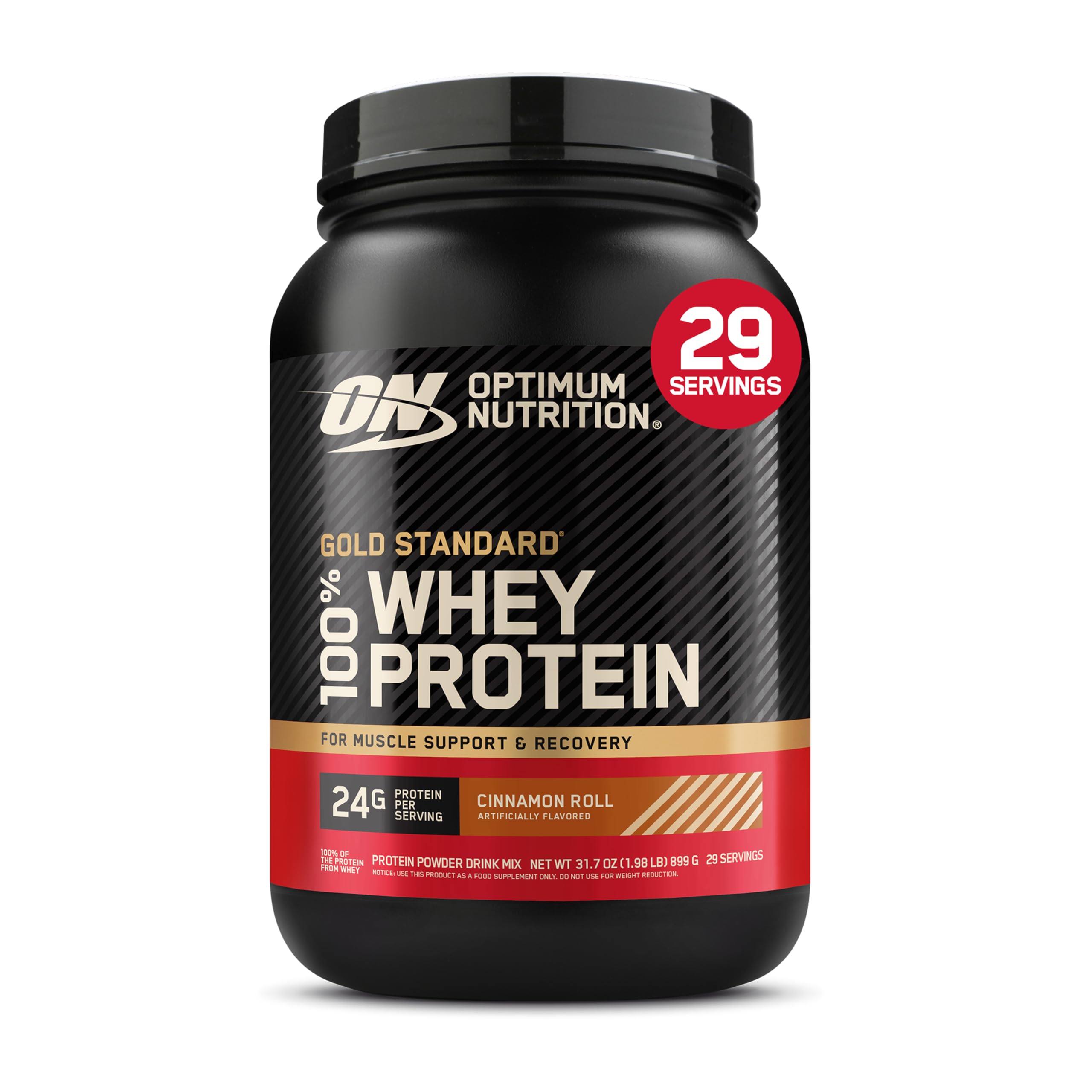 Optimum Nutrition frasco frontal mostrando etiqueta y tamaño 2LB, confianza de marca