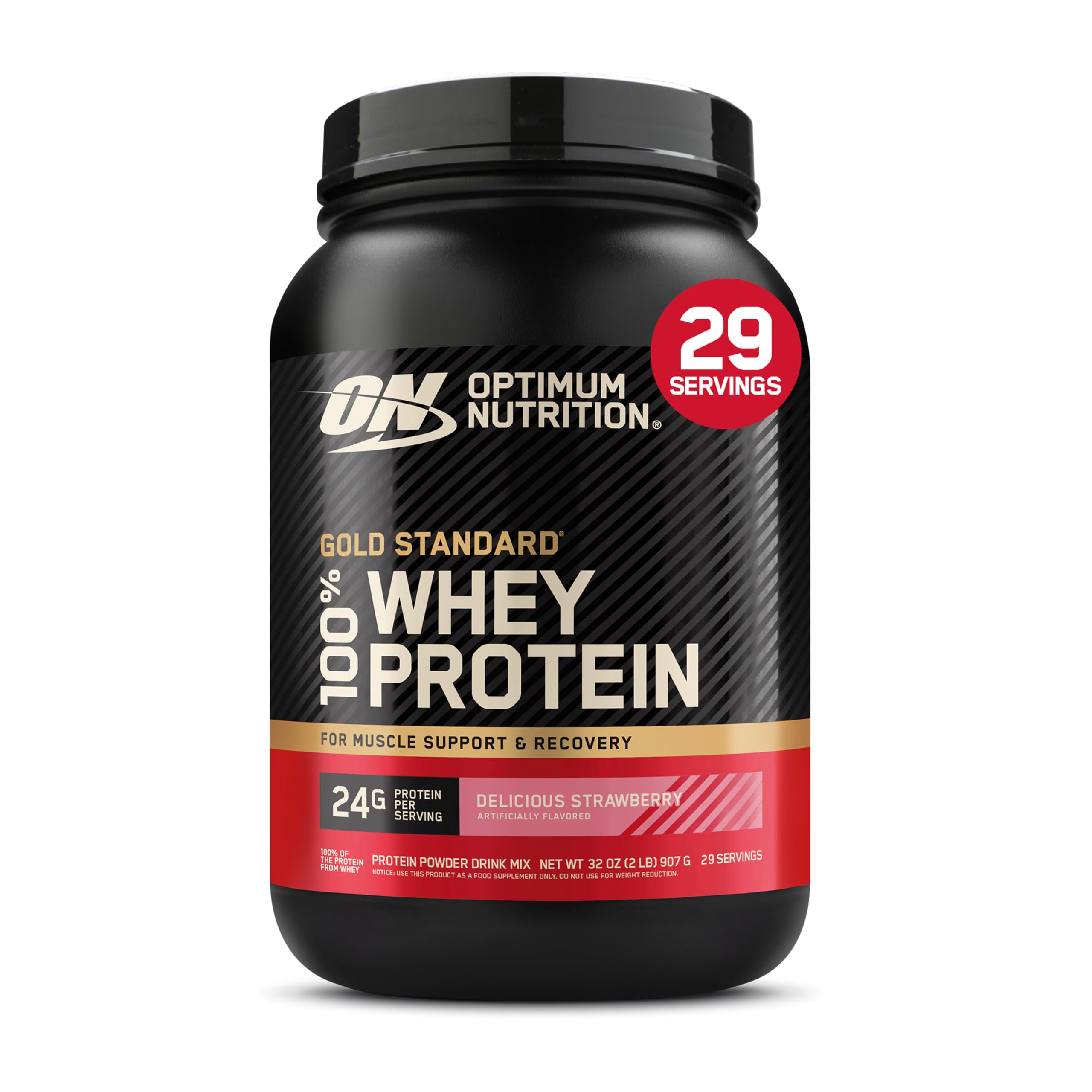 Optimum Nutrition vista frontal del envase, clara identificación y confianza