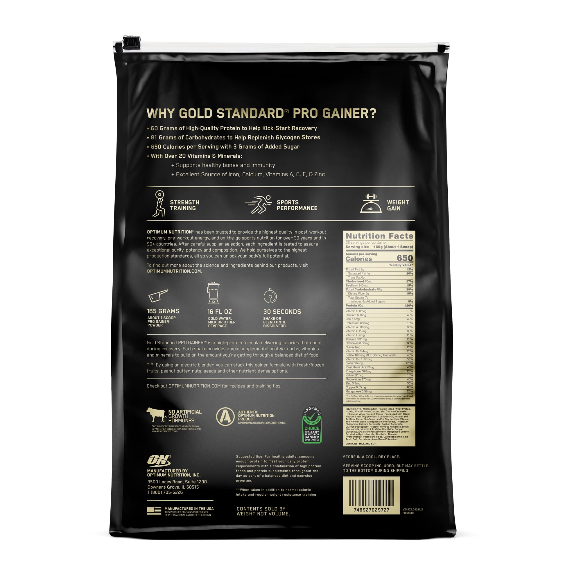 Optimum Nutrition batido en gimnasio, ayuda a recuperación tras entrenamiento intenso