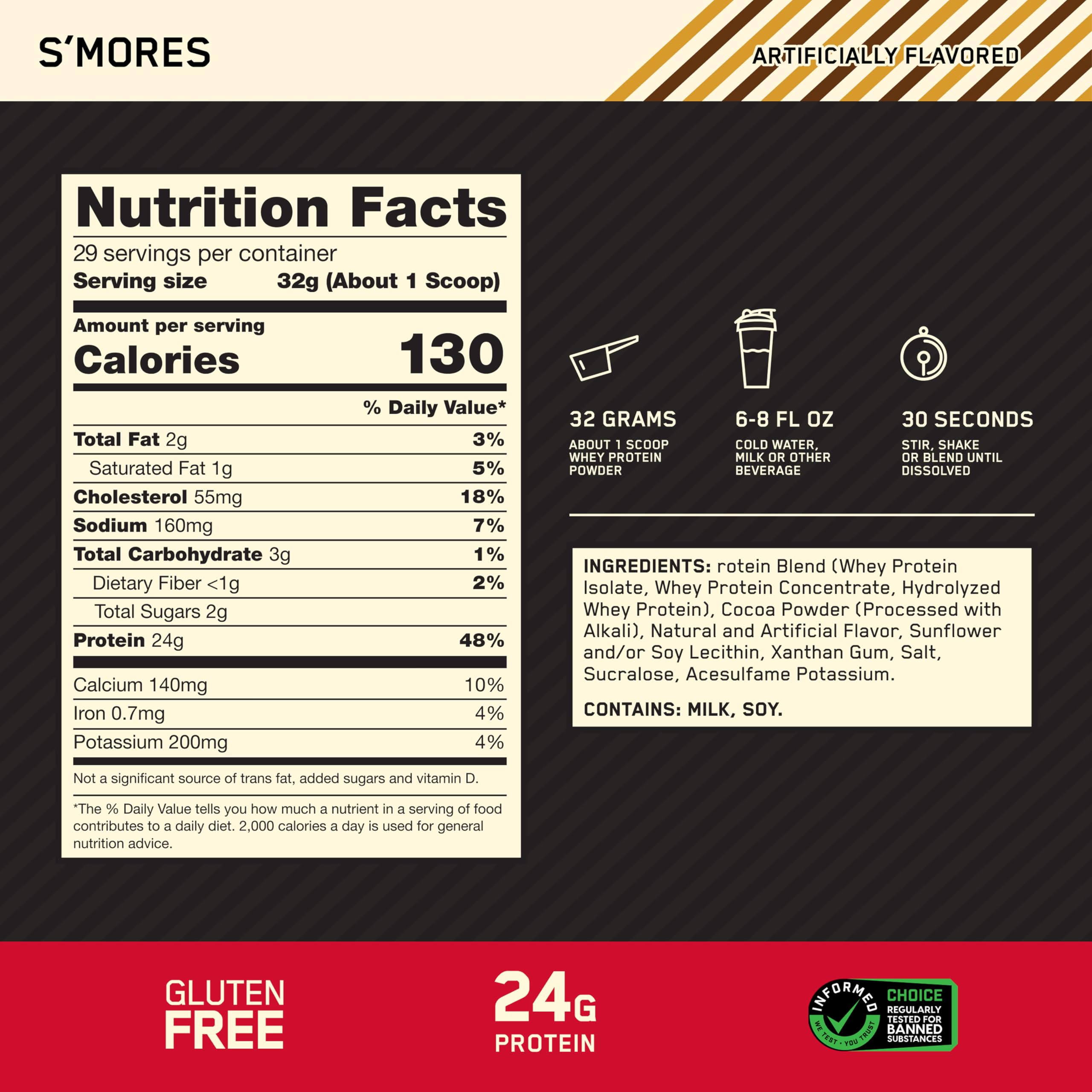 Optimum Nutrition polvo fino y cremoso, mezcla rápida y textura agradable