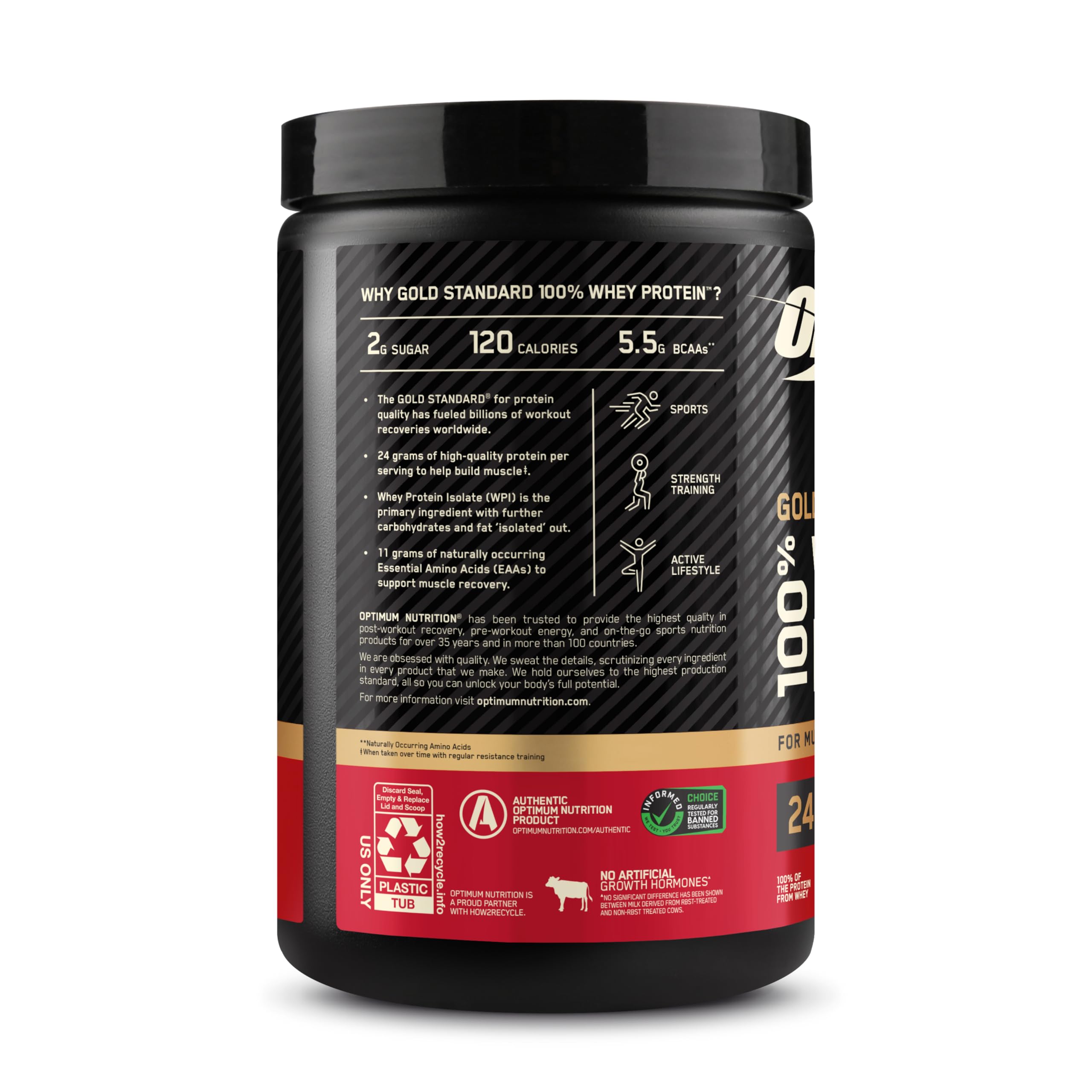 Optimum Nutrition lista de ingredientes y certificación Banned Substance Tested