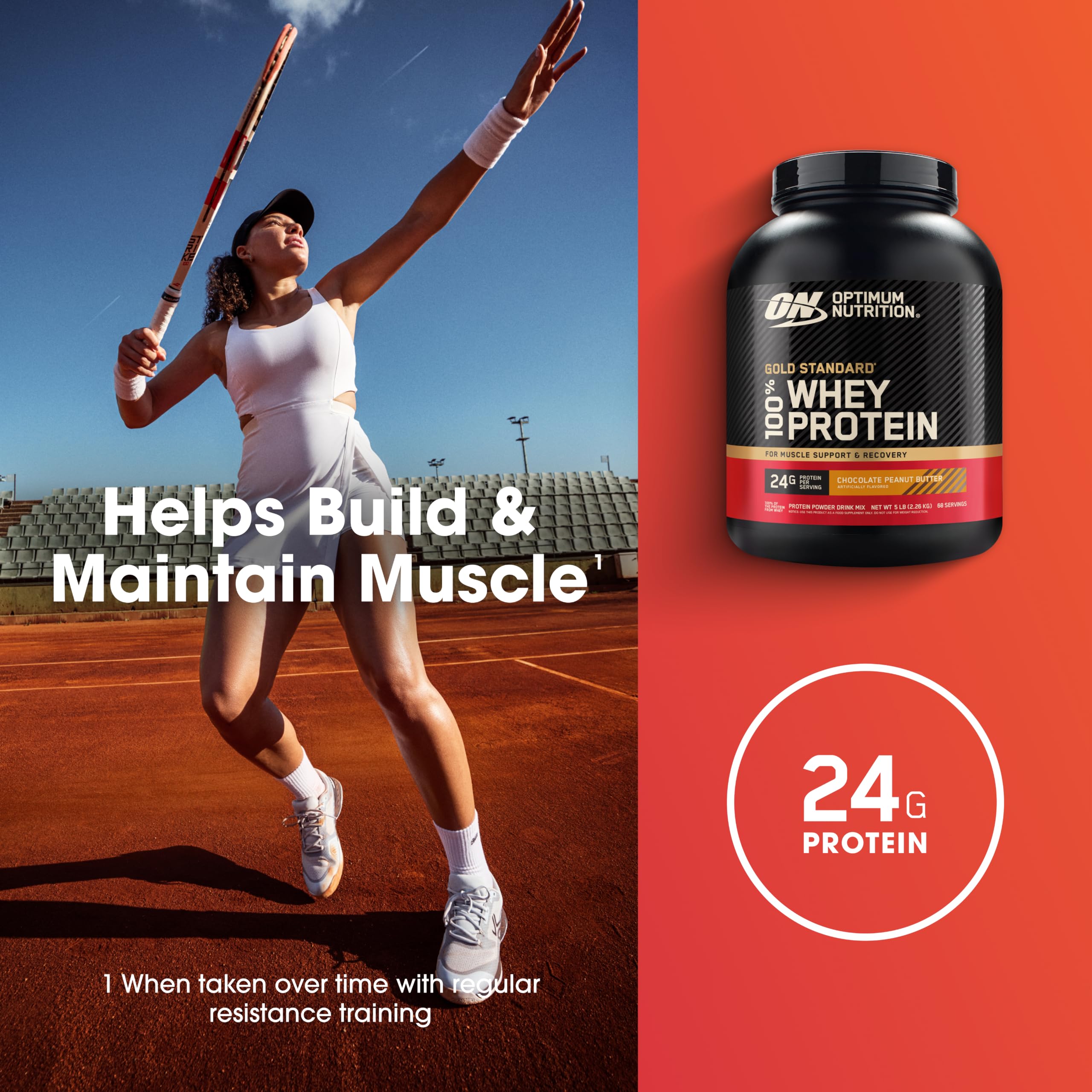 Optimum Nutrition etiqueta con ingredientes y beneficios destacados