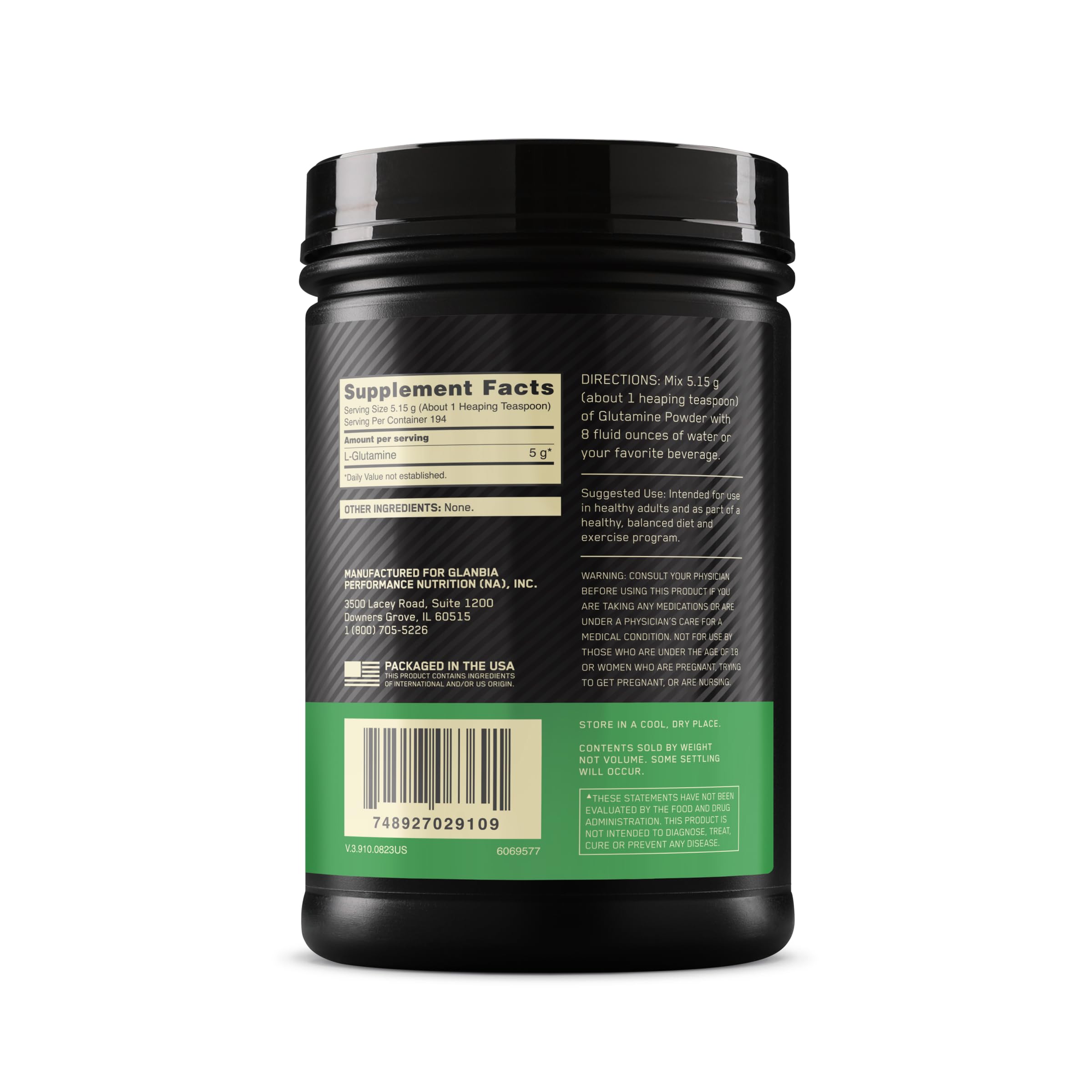 Optimum Nutrition frasco en bolsa de gimnasio listo para entrenamientos