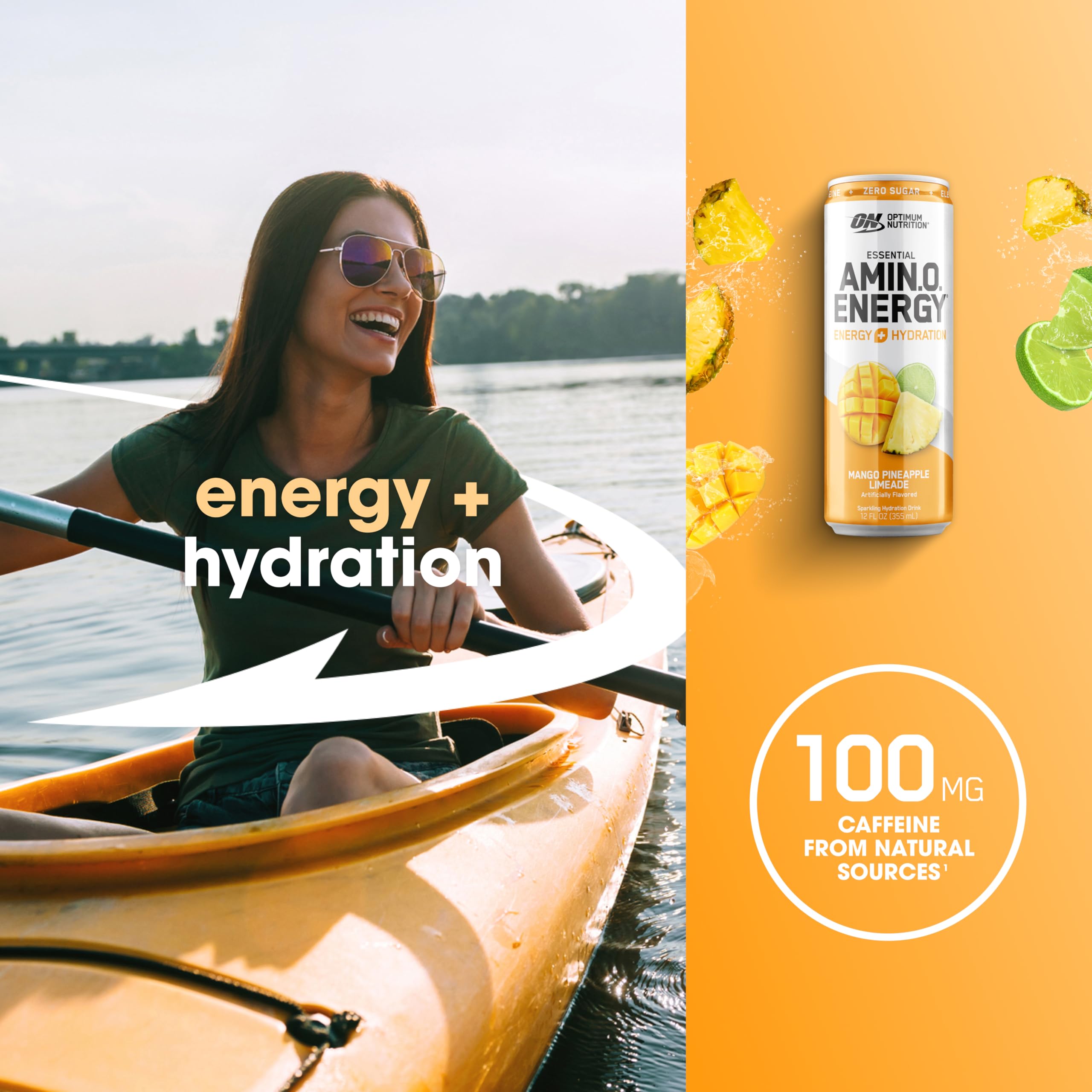 Optimum Nutrition lata en mano para comparar tamaño y facilidad de transporte
