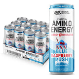 Optimum Nutrition lata frontal mostrando diseño y sabor frambuesa azul refrescante
