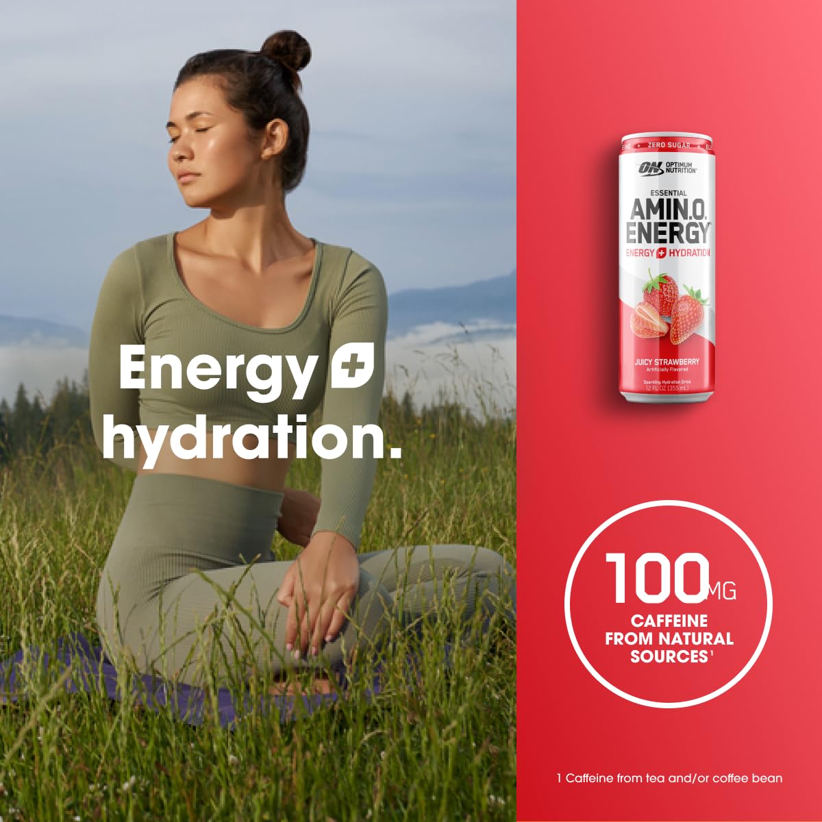 Optimum Nutrition lata junto a frutillas destacando sabor natural