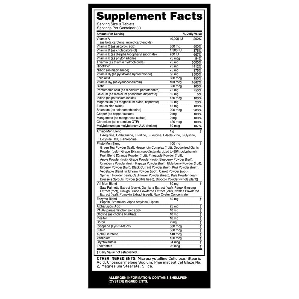 Optimum Nutrition Opti-Men frasco junto a una mano para comparar tamaño real