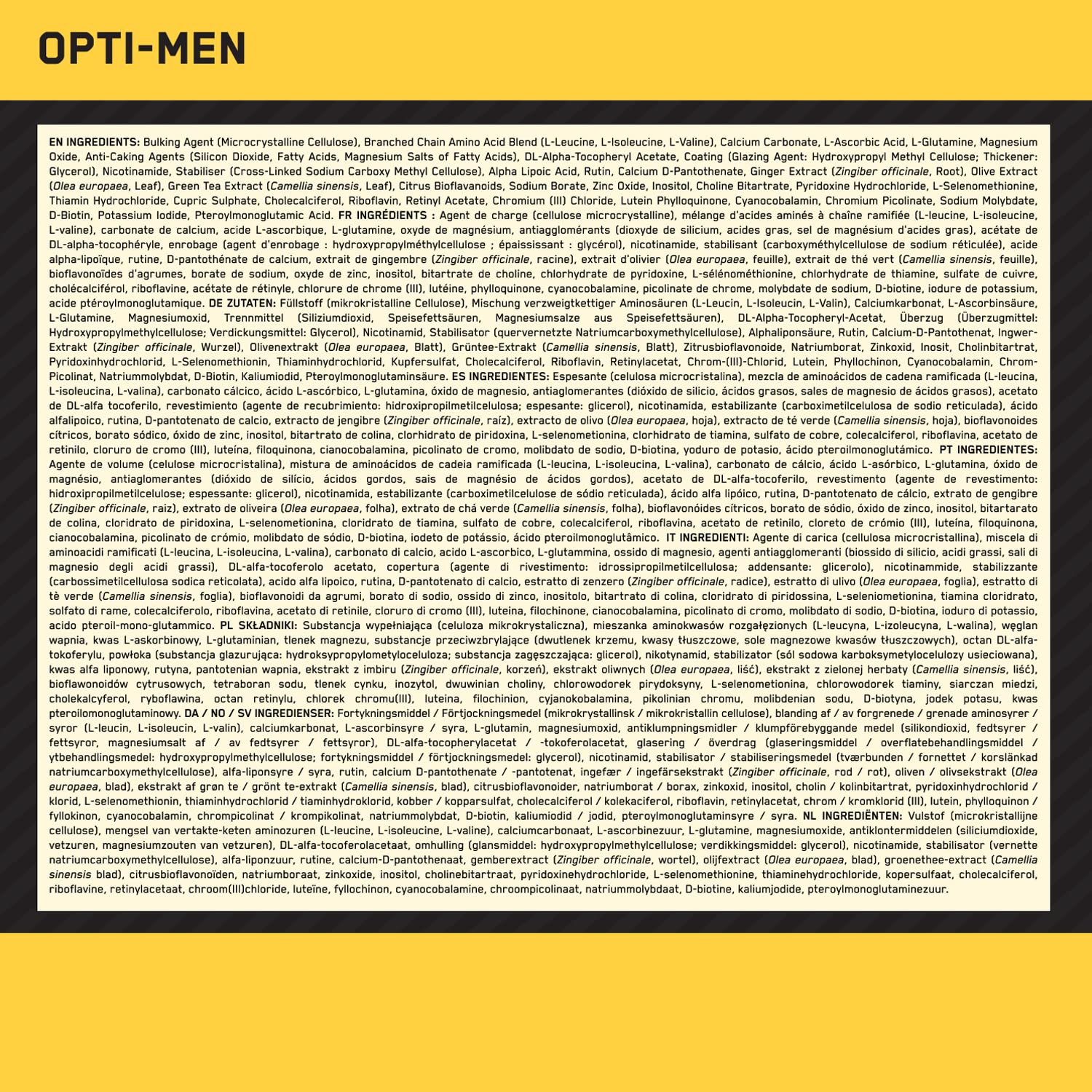 Optimum Nutrition opti-men primer plano de tabletas, enfoque en calidad y pureza