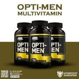 Optimum Nutrition opti-men bote abierto con las 150 tabletas visibles