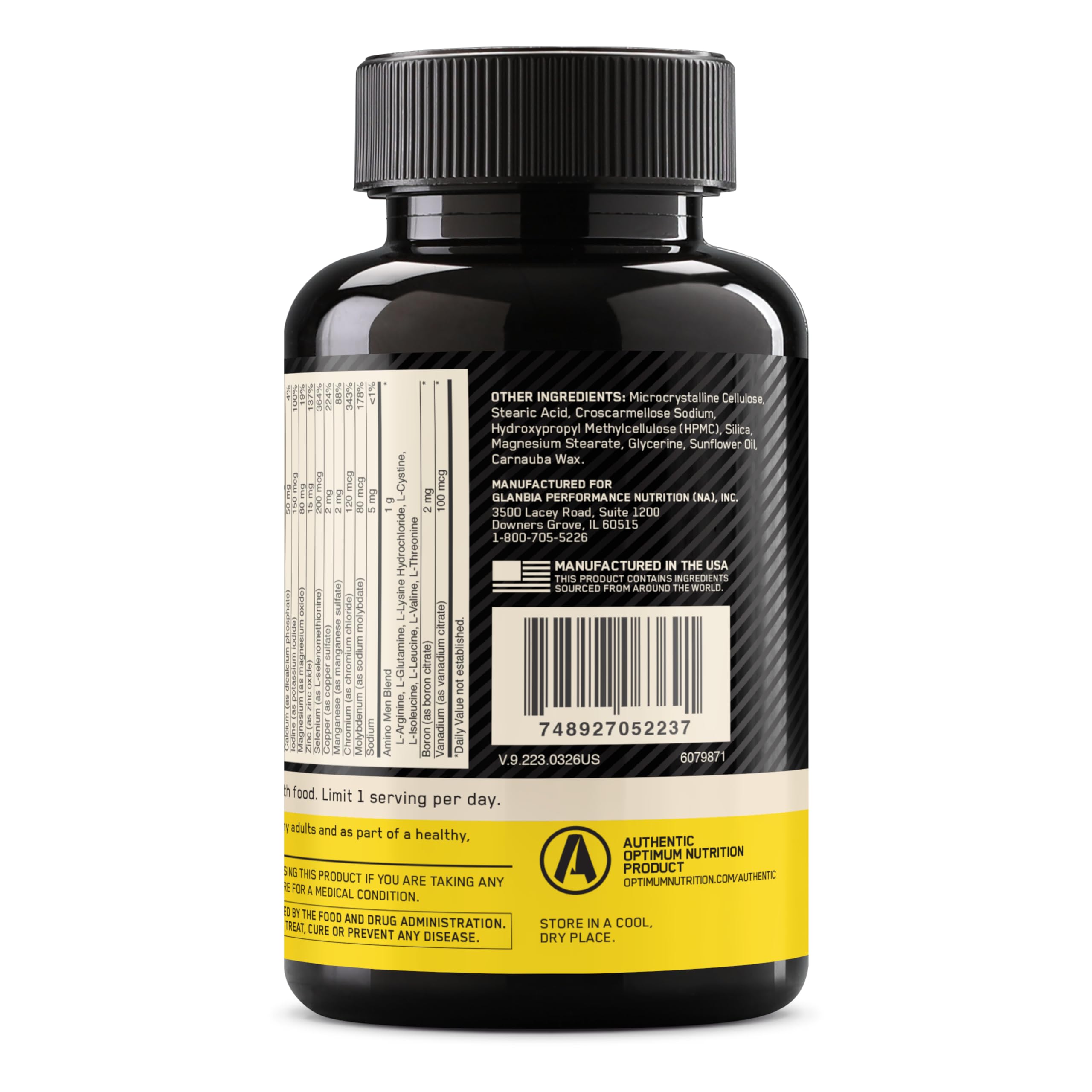 Optimum Nutrition Opti-Men usado tras entrenamiento para recuperación muscular