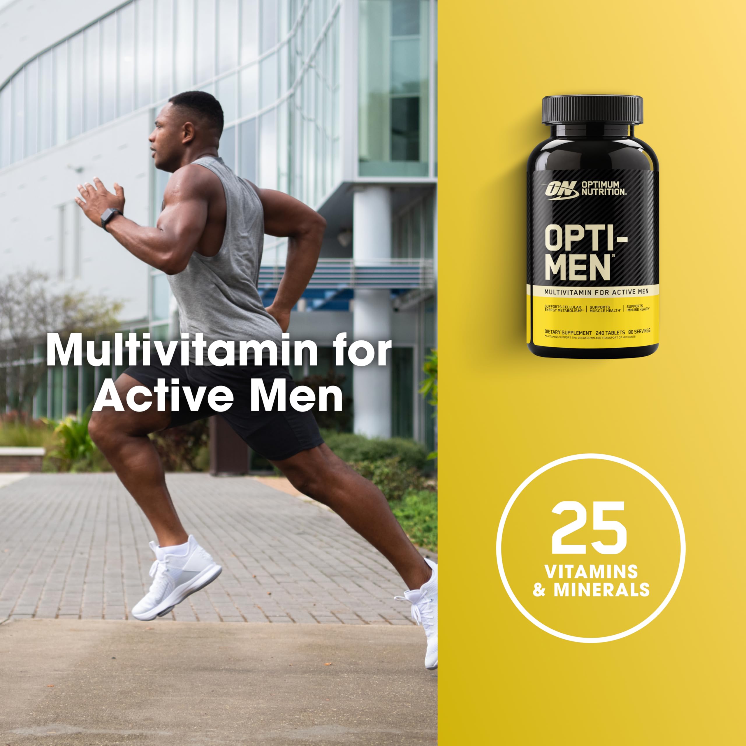 Etiqueta nutricional Opti-Men de Optimum Nutrition con información clara de vitaminas y minerales