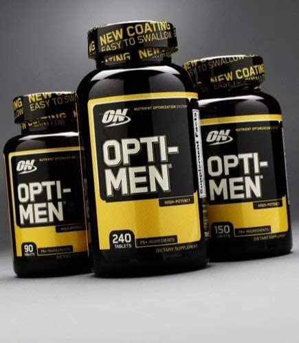 Optimum Nutrition opti-men comparación de tamaño para referencia visual